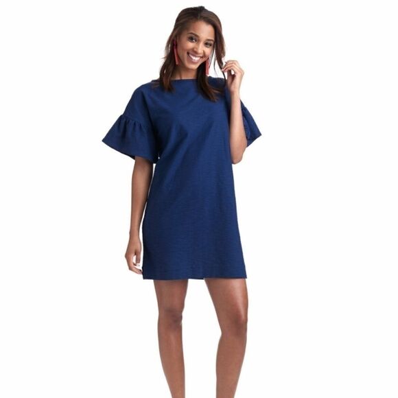 Vineyard Vines Navy Flutter Sleeve Dress Size XS - Picture 2 of 8